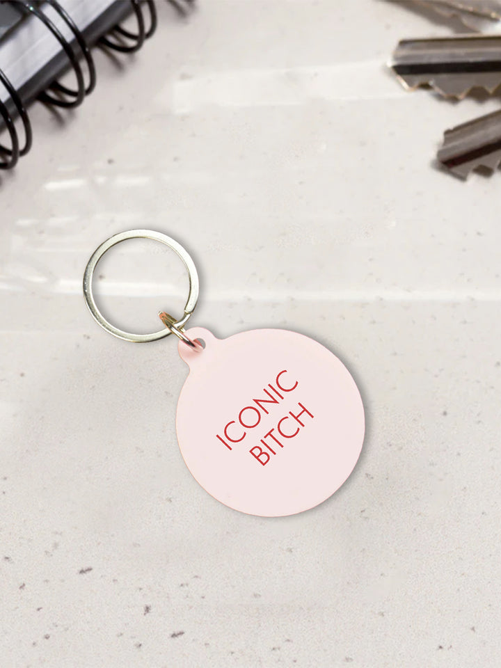 Iconic Bitch Keytag - Sassy Pink Acrylic Keyring with Attitude Additional 2