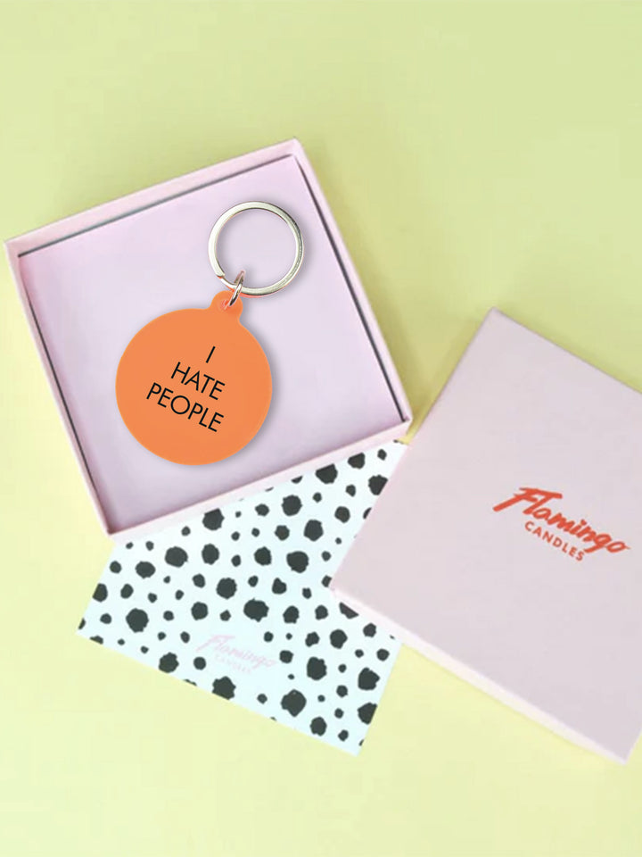 I Hate People Keytag - Fluoro Orange Acrylic with Attitude Additional 4