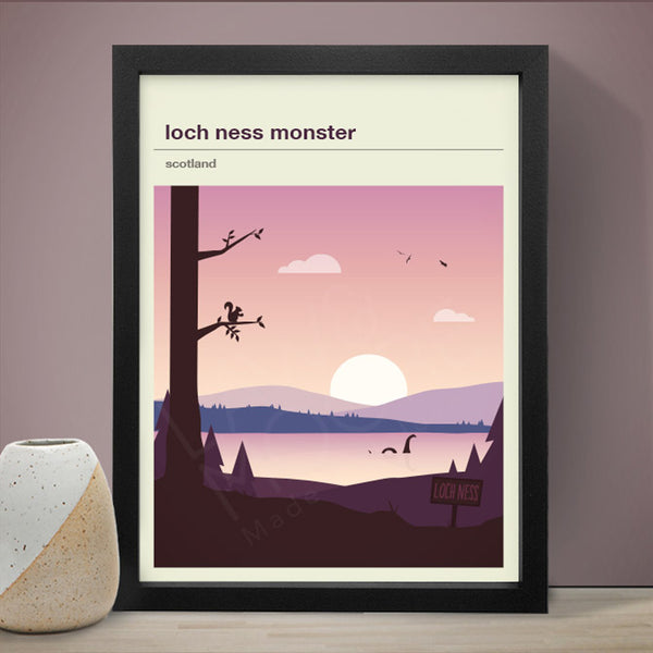 Loch Ness Monster Mythic Landscape Art Print