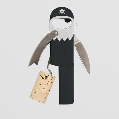 Pirate Corkscrew and Bottle Opener. 3-in-1 Bar Tool with Foil Cutter