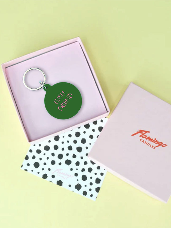 Lush Friend Keytag - Dark Green Acrylic with Pink Engraving Additional 4
