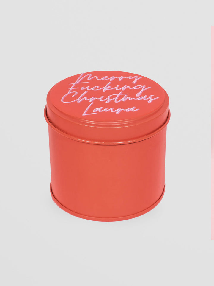 Personalised Christmas Candle - Merry F***ing Christmas Red Tin Additional 2