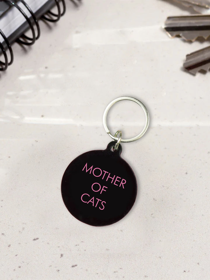 Mother of Cats Keytag – Black Acrylic with Pink Engraving Additional 2