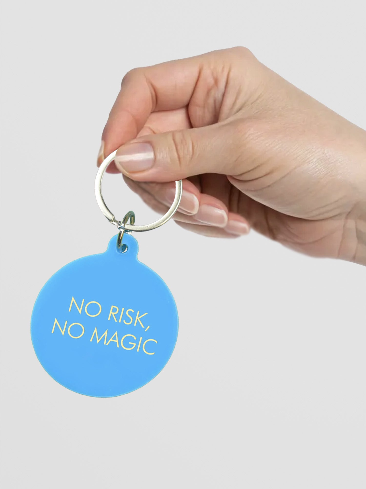 Gold Acrylic Keytag - No Risk, No Magic Slogan – Red Candy