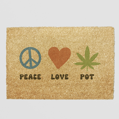 Peace Love Pot Doormat - Retro 70s Style for Laid-Back Entrances