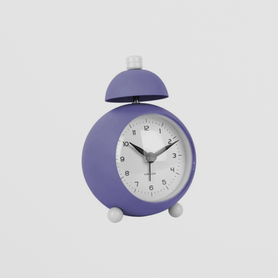 Chaplin Alarm Clock in Bright Purple. Silent Sweep, Serious Style