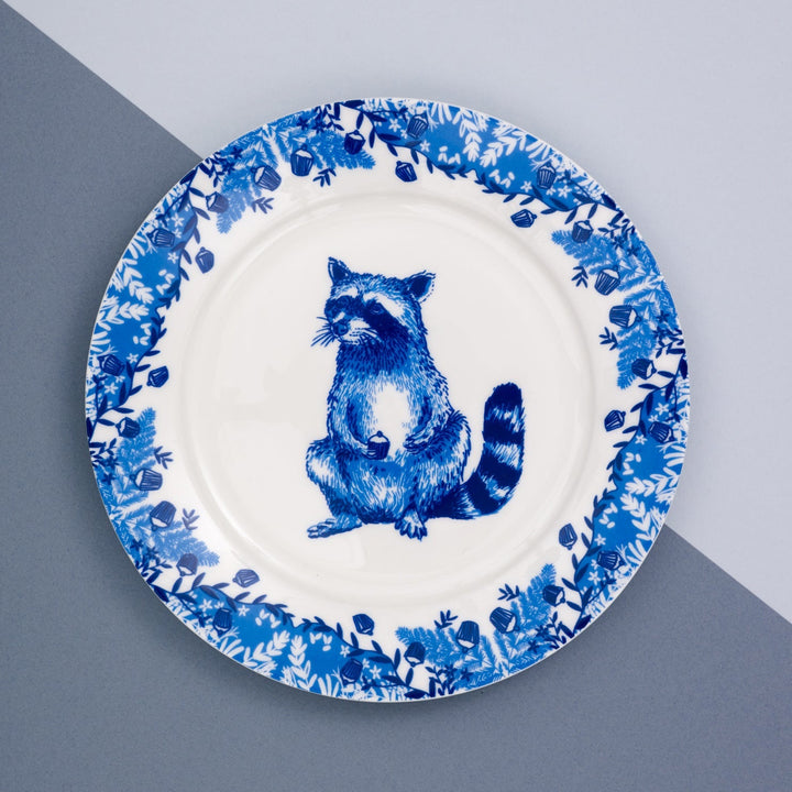 Raccoon Willow pattern side plate