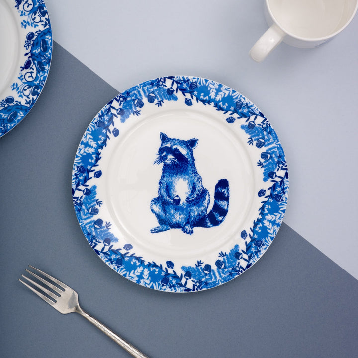 Raccoon Willow pattern side plate