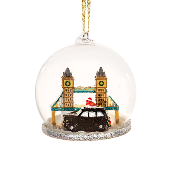 London Christmas Cab Ride Dome Bauble