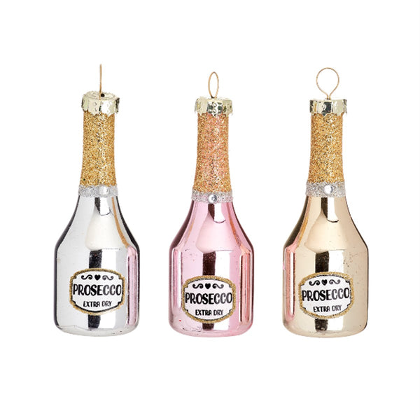 Mini Prosecco Bottle Baubles - Set of 3