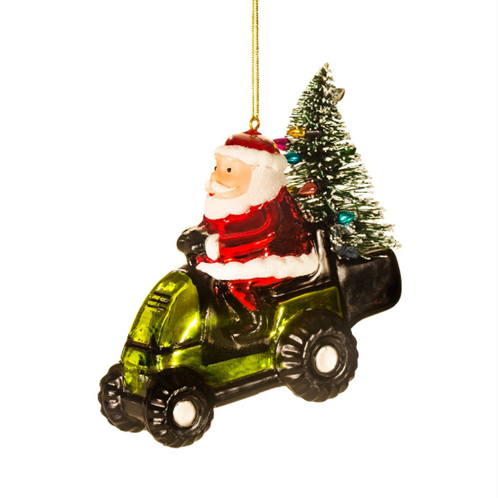 Santa on a Lawn Mower Bauble Additional 1