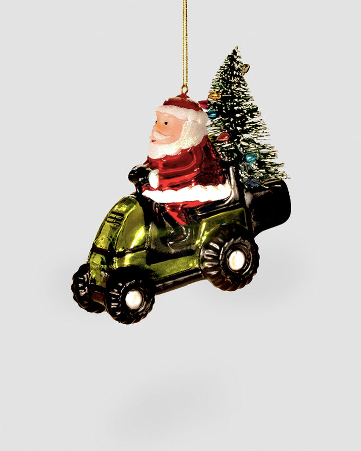 Santa on a Lawn Mower Bauble Additional 1