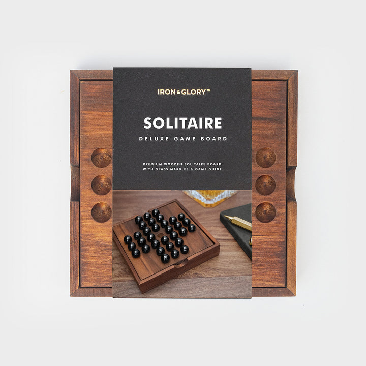 Wooden Solitaire Game Set with Glass Marbles – Red Candy
