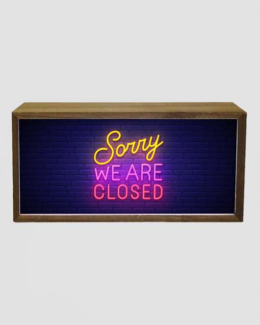 Sorry We Are Closed Neon Light Box Sign – Red Candy
