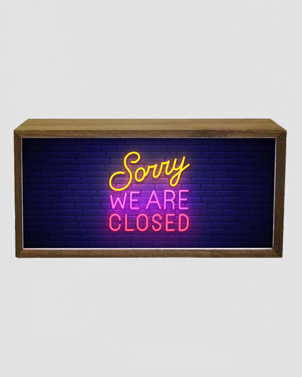 Light Box Sorry We Are Closed Neon