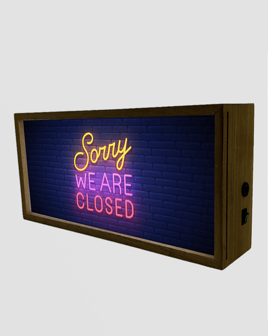 Sorry We Are Closed Neon Light Box Sign – Red Candy