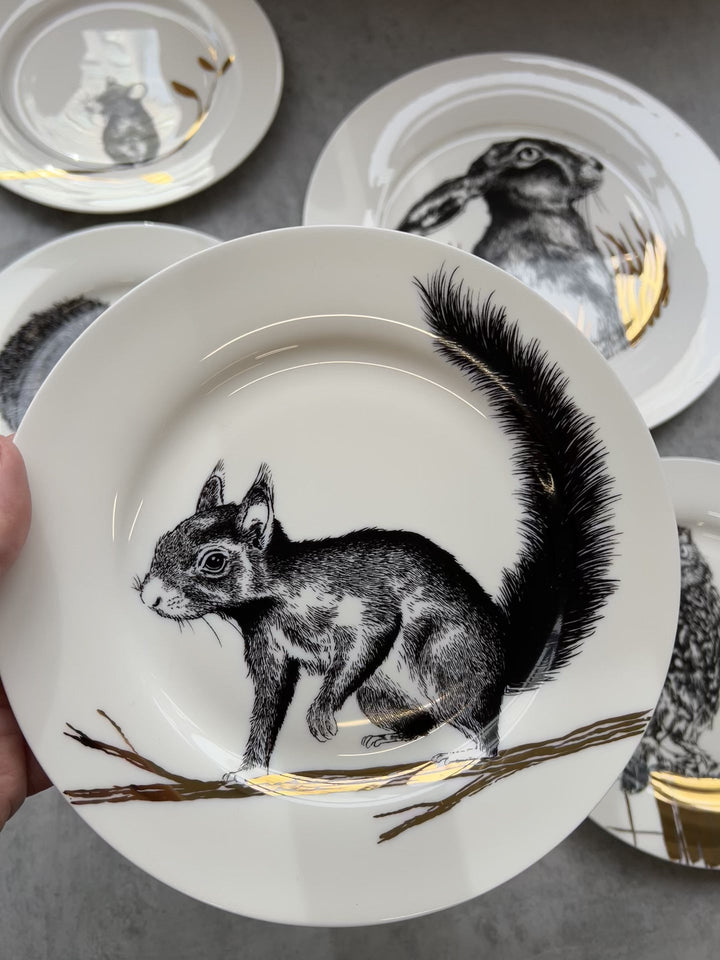 Squirrel side plate hand finished with 24K Gold Lustre