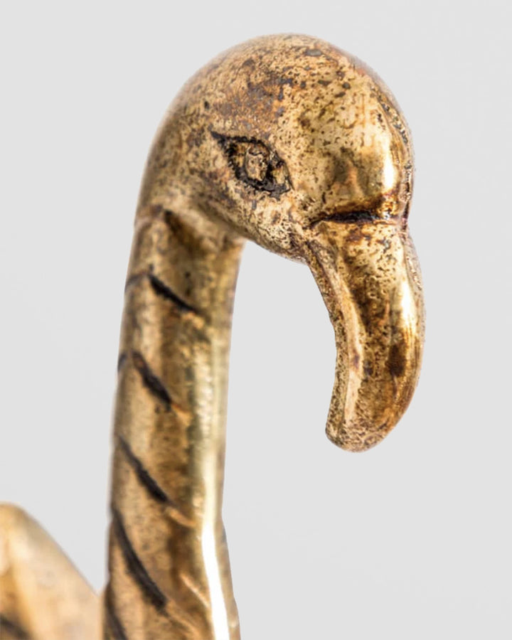 Set of 2 Antique Gold Flamingo Head Coat Hooks Additional 2