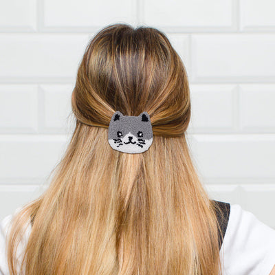 Purrfect Cat Punch Needle Hair Clip