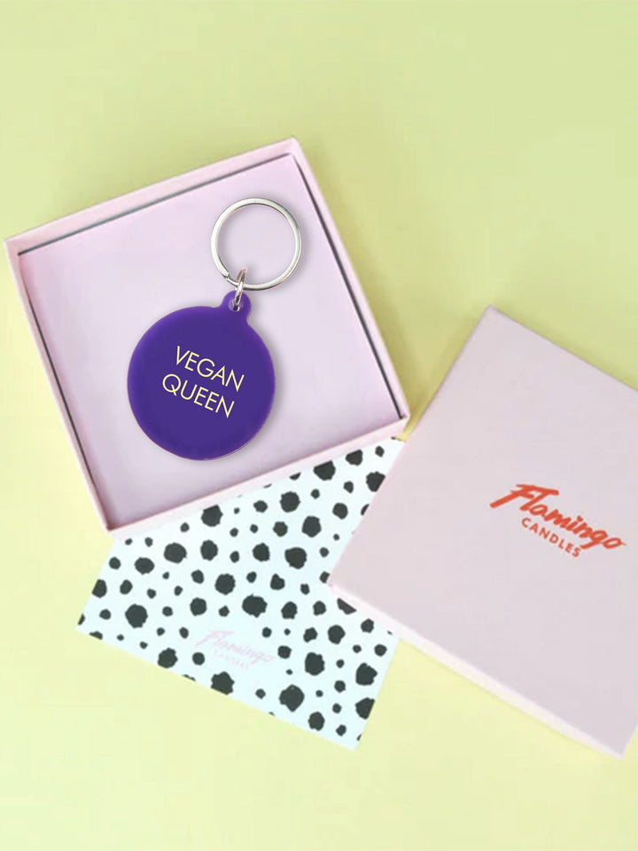 Vegan Queen Keytag, Purple Acrylic with Gold Engraving Additional 4