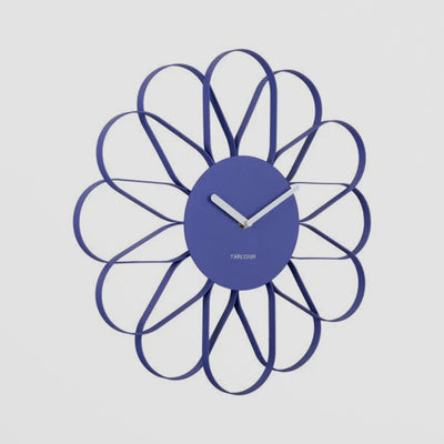 Arkis Wall Clock Bright Purple. Floral Iron Design with Silent Sweep