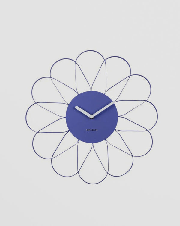 Arkis Wall Clock Bright Purple. Floral Iron Design with Silent Sweep