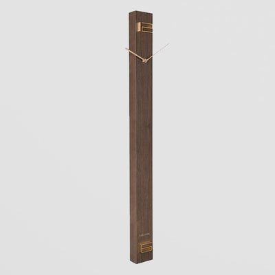 Discreet Long Wall Clock. Dark Wood, Bold Shape, Zero Ticking