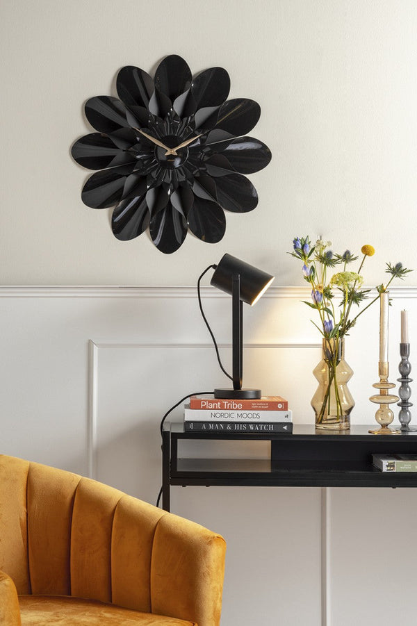 Wall Clock Flower - Black