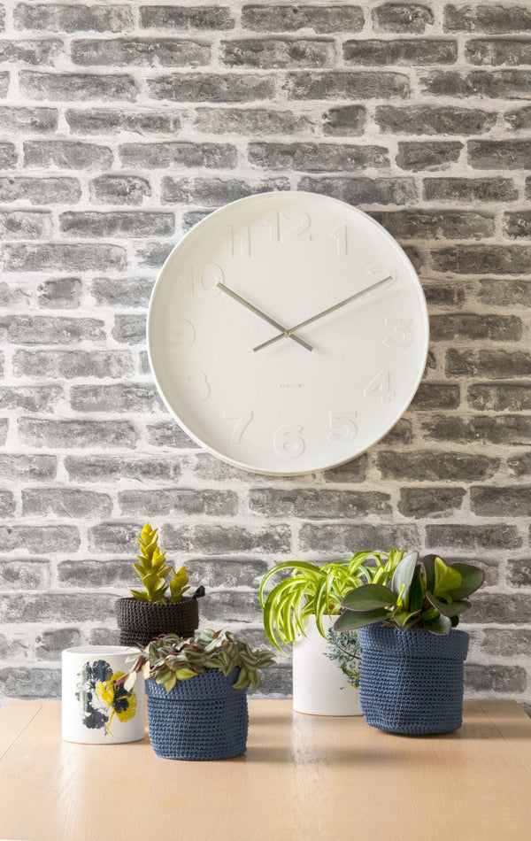 Wall Clock Mr. White Numbers - White