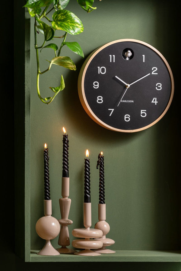 Wall Clock Natural Cuckoo - Black