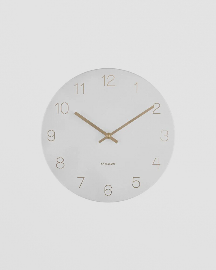 Wall Clock Charm Engraved Numbers Small - White Additional 1