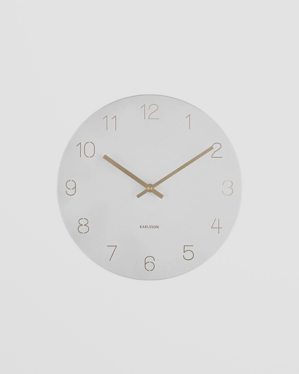 Wall Clock Charm Engraved Numbers Small - White