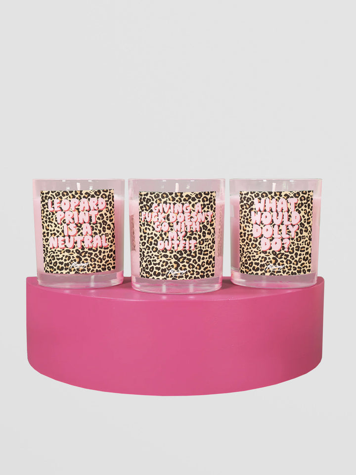 Blackcurrant & Bergamot Candle - What Would Dolly Do? Leopard Print Jar Additional 3