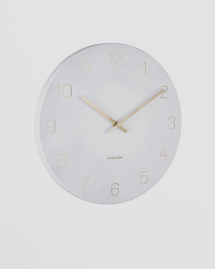 Wall Clock Charm Engraved Numbers Small - White Additional 2