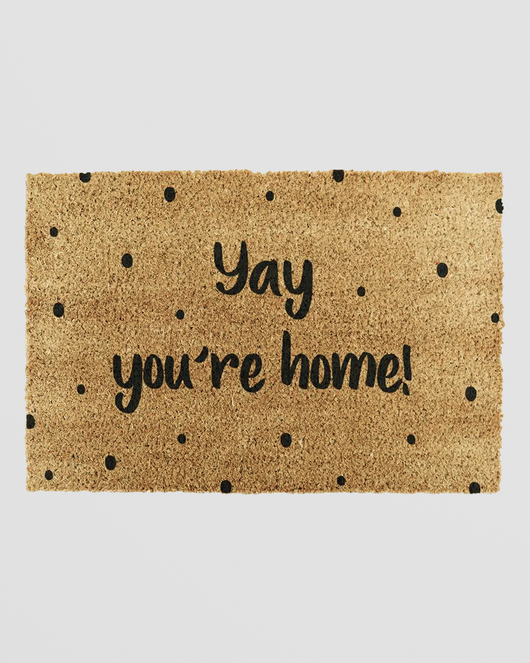 Yay You're Home Spotty Doormat - Fun Welcome Mat – Red Candy