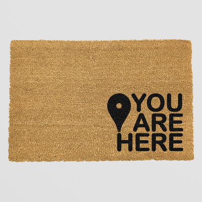 You Are Here Doormat. A Map for Lost Souls and Muddy Shoes