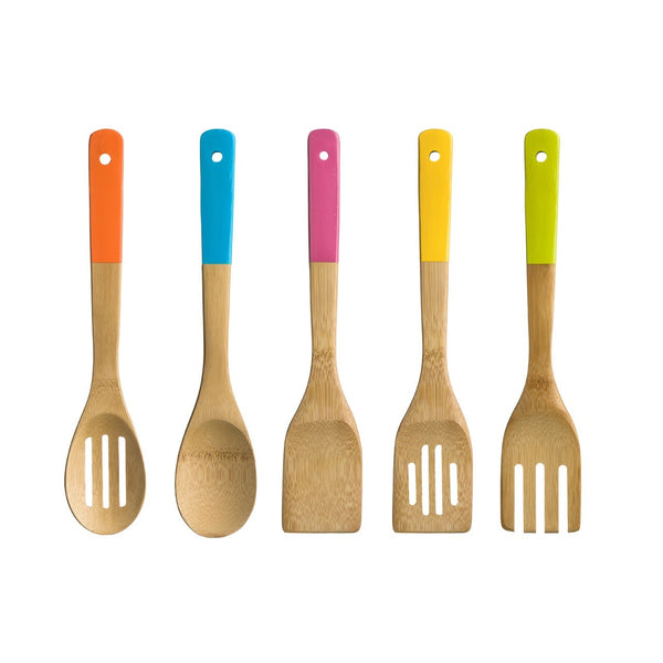 Colourful Bamboo Utensil Set - 5 Piece