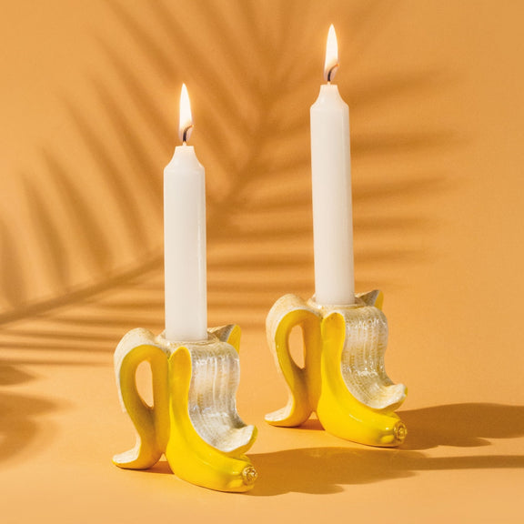 Banana Candle Holders Set of 2 Red Candy