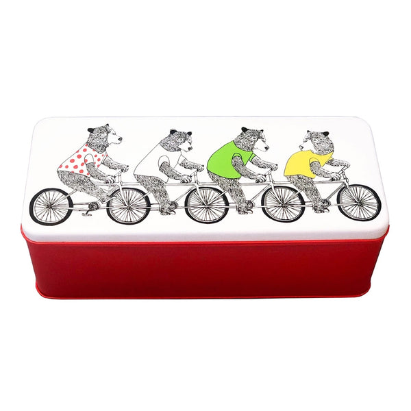 Bicycling Bears Biscuit Tin