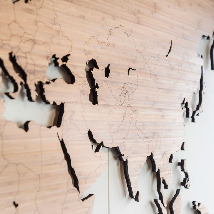 Wooden World Map Wall Art - Bamboo Additional 3