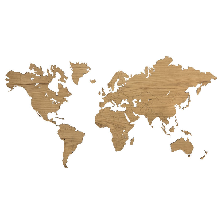 Wooden World Map Wall Art - Oak Additional 2
