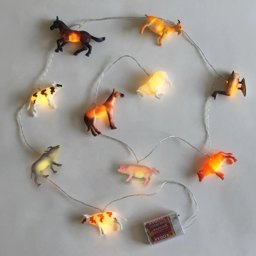 Farm Animals String Lights - Red Candy