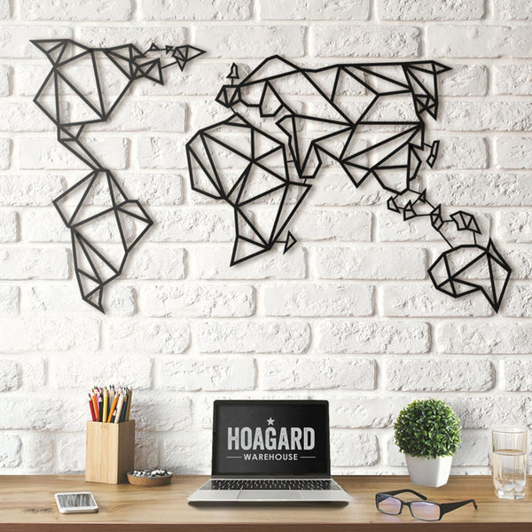 Hoagard Geometric World Map (Black, 3 Sizes) - Red Candy