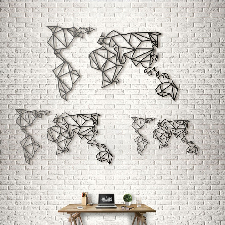 Geometric World Map Black Additional 3