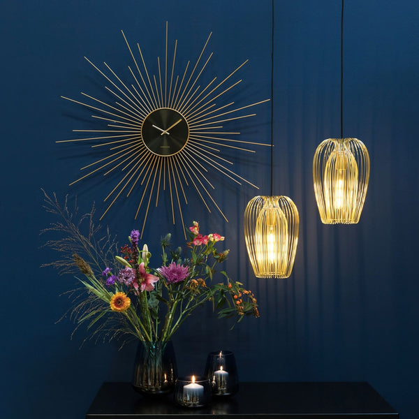 Karlsson Extreme Peony Wall Clock - Gold [D]