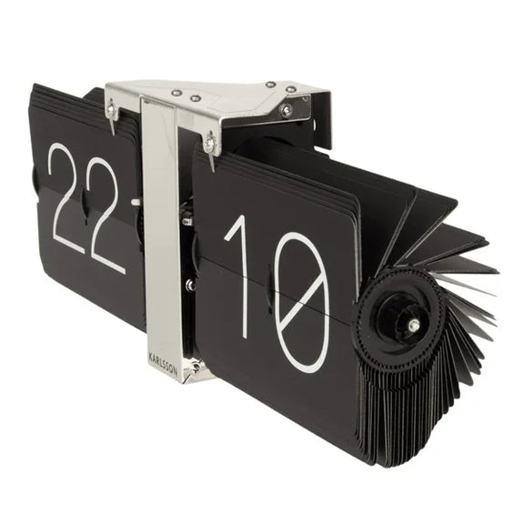 Karlsson Flip Clock Minimal Chrome Caseless Clock Red Candy