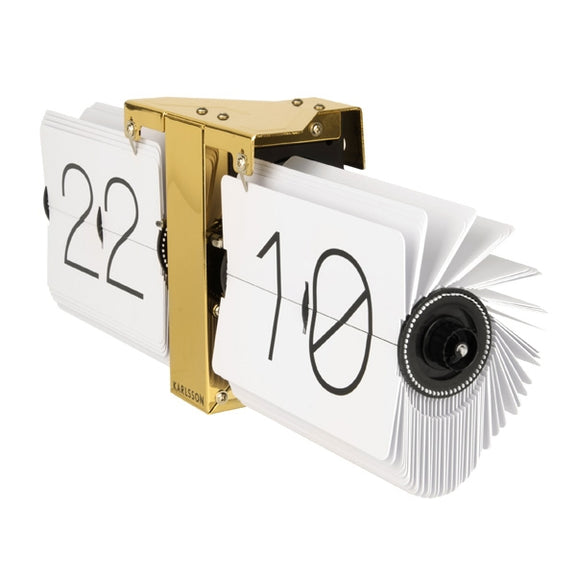 Karlsson Flip Clock Minimal (Brass) Red Candy