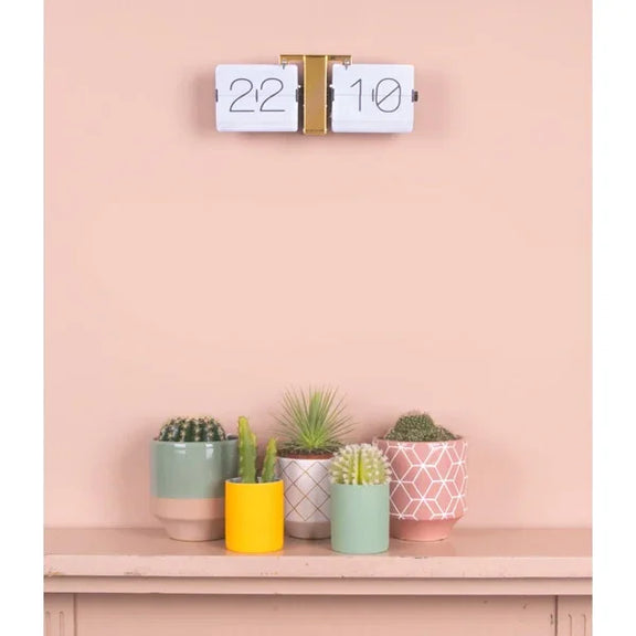 Karlsson Flip Clock Minimal (Brass) Red Candy