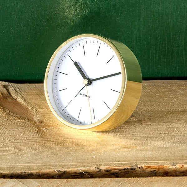 Karlsson Gold Alarm Clock Minimal - White [D]