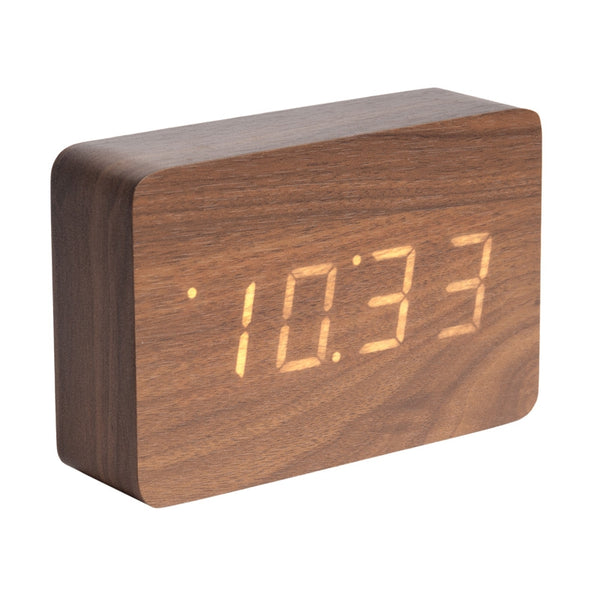 Karlsson Square LED Clock - Dark Wood